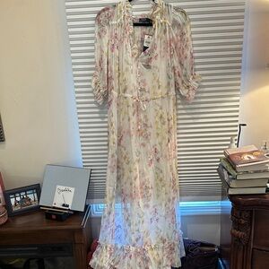 Ralph Lauren Floral Ruffle Dress in Pink and Yellow